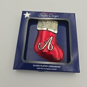 Regent Square Studio Design "A Initial Enamel Pattern Christmas Holiday Ornament